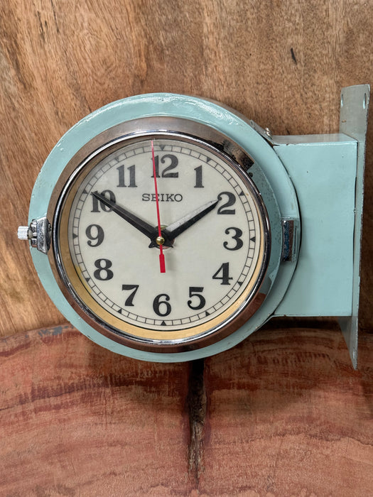 Seiko Salvaged Ships Double Clock Original Paint Green White Face (narrow)