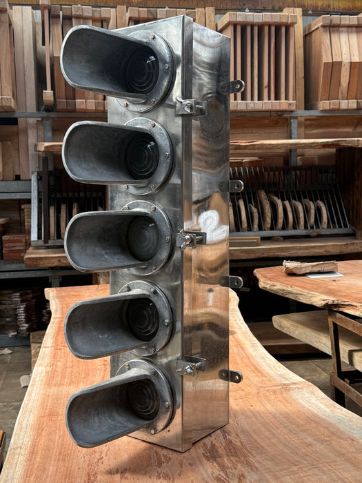 Vintage 5-Lens Industrial Signal Light Galvanized Steel