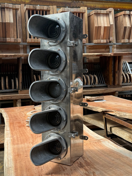 Vintage 5-Lens Industrial Signal Light Galvanized Steel