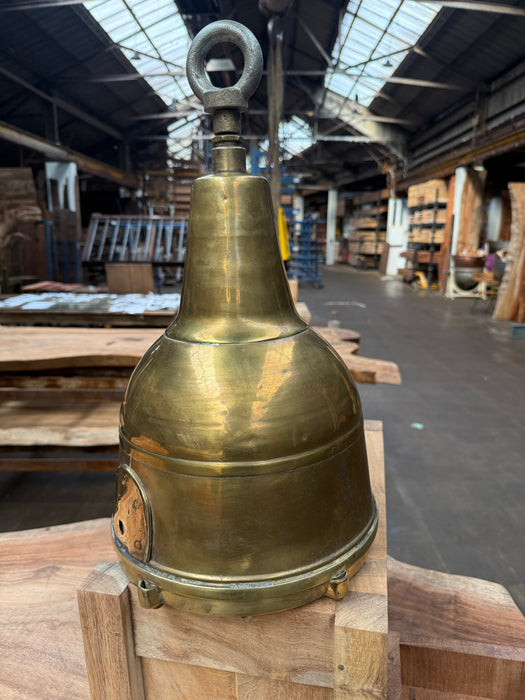 Salvaged Brass Hanging Light with caged cover
