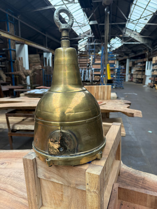 Salvaged Brass Hanging Light with caged cover
