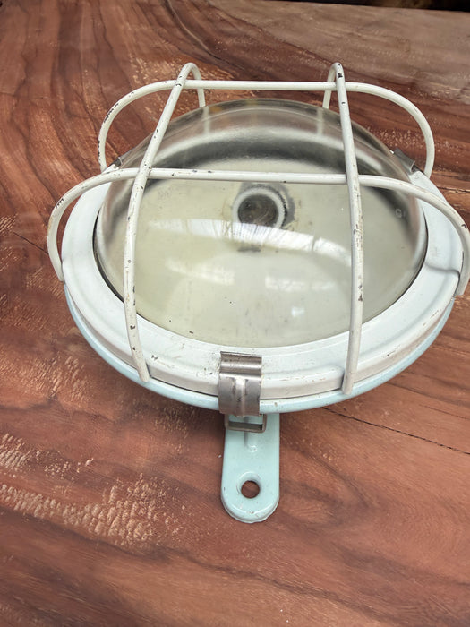 Reclaimed Kokosha Steel Marine Bulkhead Wall or Ceiling Light