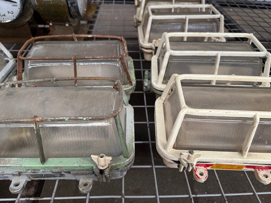Salvaged Bulkhead Light with cage