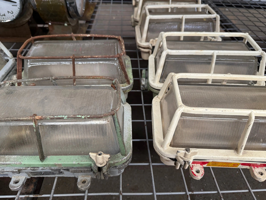 Vintage industrial bulkhead light with cage – photo 2