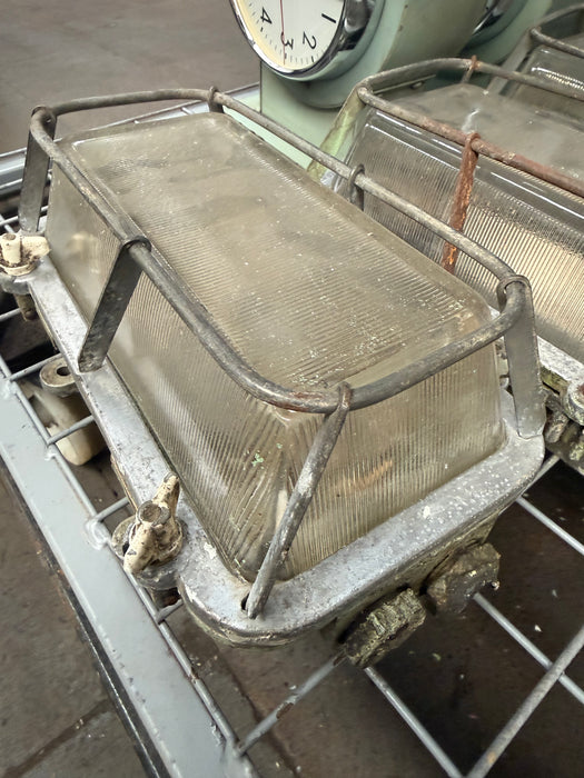 Salvaged Bulkhead Light with cage