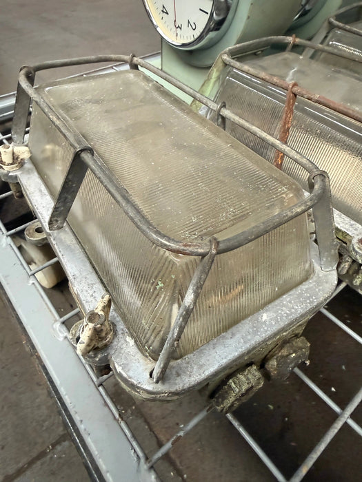 Vintage industrial bulkhead light with cage – photo 1