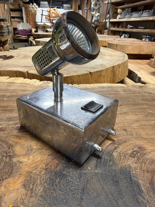 Salvaged Aqua Signal wall lamp