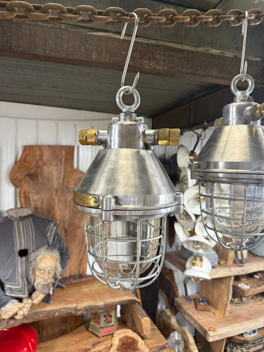 Salvaged Aluminium Hanging / Pendant Light Polished