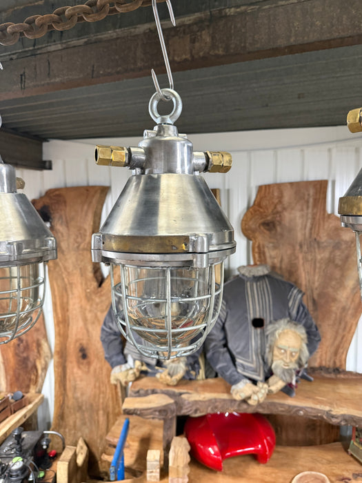Salvaged Aluminium Hanging / Pendant Light Polished