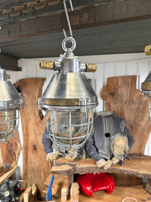 Salvaged Aluminium Hanging / Pendant Light Polished