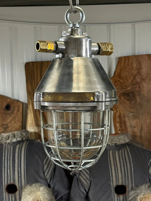 Salvaged Aluminium Hanging / Pendant Light Polished