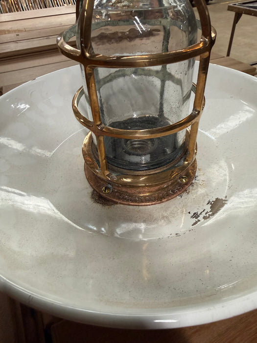 Salvaged Pauluhn brass passage light, shade detail