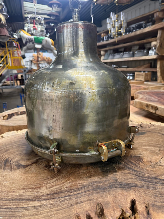 Salvaged Iron Pendant / Hanging Light Polished