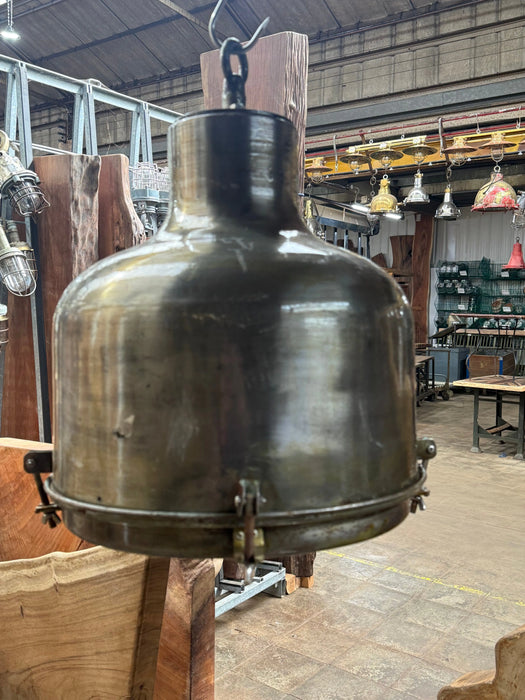 Salvaged Iron Pendant / Hanging Light Polished