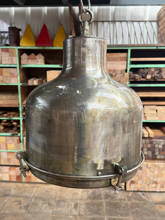 Salvaged Iron Pendant / Hanging Light Polished