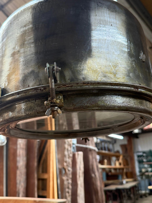 Salvaged Iron Pendant / Hanging Light Polished