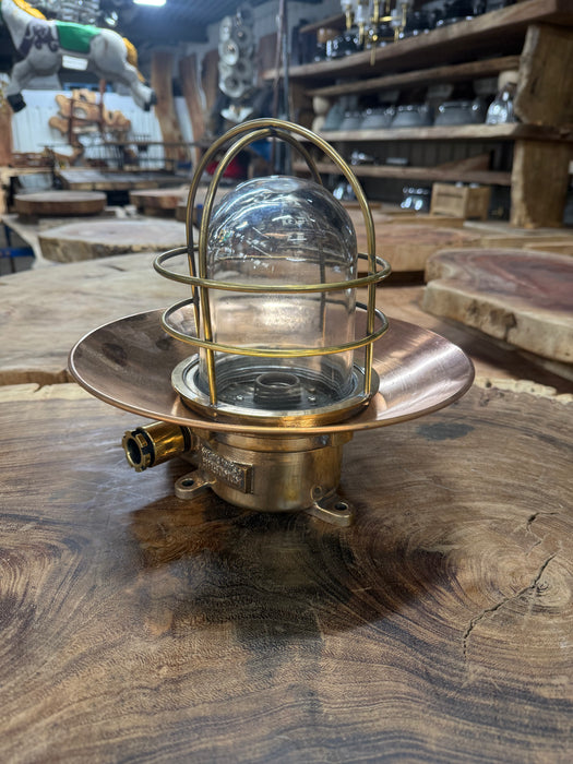 Salvaged Brass Kokosha Passage Light with Copper shade