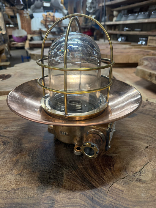 Salvaged Brass Kokosha Passage Light with Copper shade