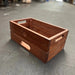 Solid hardwood storage crate with oval handle cut-outs, made from Bengkirai and Merbau
