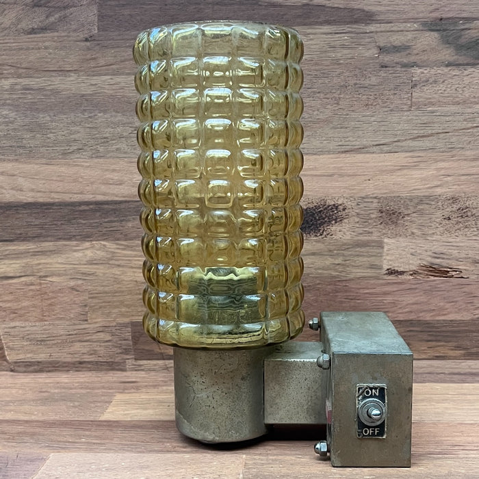 Kokosha amber glass wall light side view with ON/OFF toggle switch