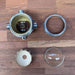 Polished cast aluminium marine bulkhead light with glass dome and cream reflector