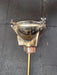 Rear of polished cast brass Pauluhn marine spotlight housing with brass drop rod