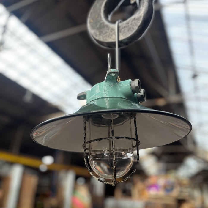 Salvaged Industrial Ceiling Light with Shade