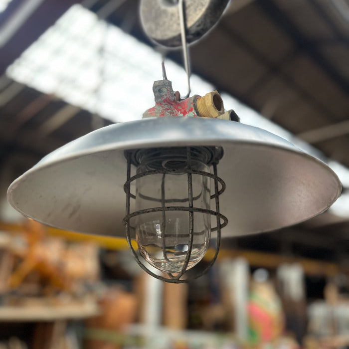 Salvaged Industrial Ceiling Light with Shade
