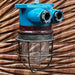 Salvaged marine security light opened up showing glass dome, cage and internal lamp holder