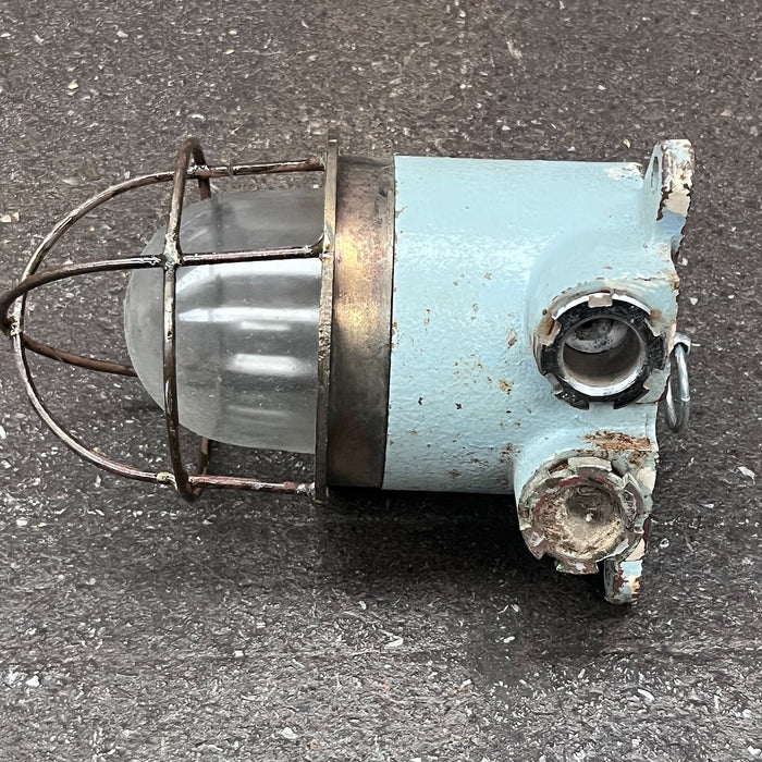 Salvaged Kokoshka Iron Small Security Light - Caged Glass Marine Light