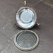 VEB industrial ceiling light with hinged glass front opened to show polished reflector and lamp holder