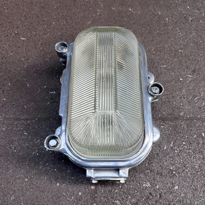 Salvaged Soviet Aluminium Bulkhead Light – Ribbed Glass Cover (Made in USSR)