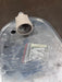 Top-down view of black aluminium oval bulkhead light with ribbed glass