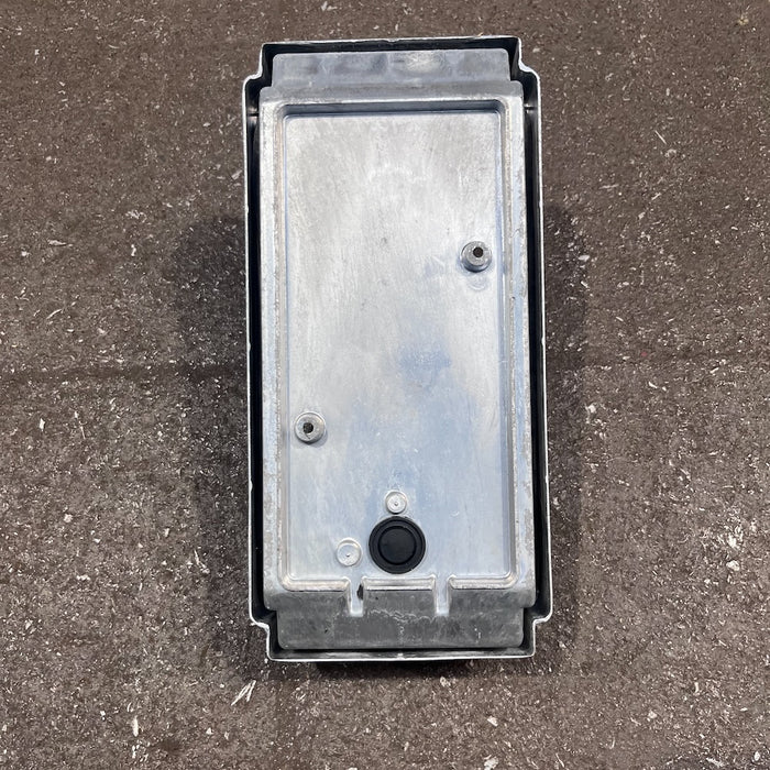 Aluminium marine bulkhead wall light, raw finish with clear ribbed Holophane glass