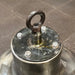 Salvaged spun steel pendant light with eye bolt hanging fixing and bolted top plate