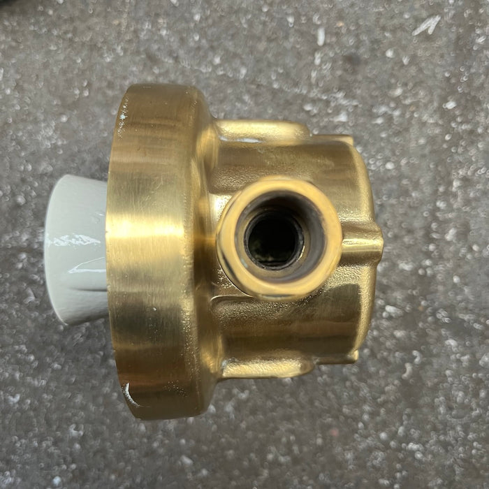 Palazzoli name cast into the brass base of a salvaged passageway light