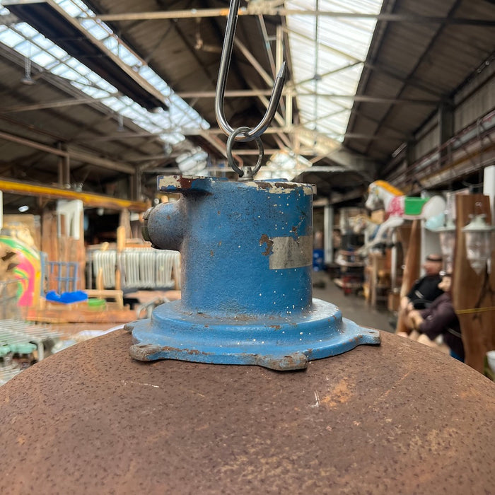 Salvaged Industrial Pendant Light with Rusted Steel Shade