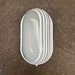Polished silver oval aluminium bulkhead light with frosted ribbed glass