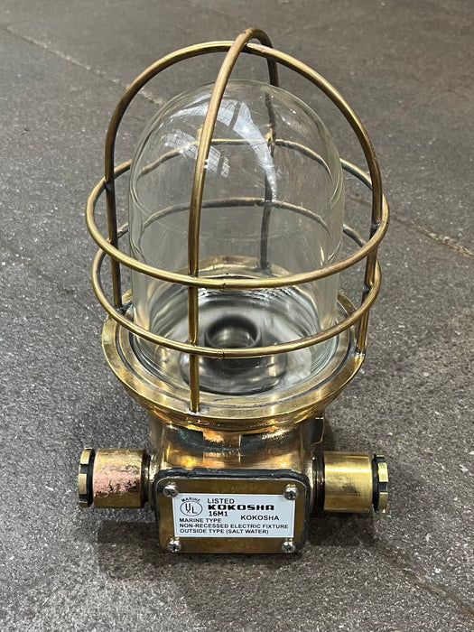 Salvaged Kokosha 16M1 Brass Marine Cage Light