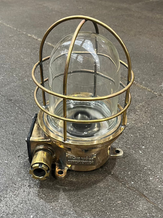 Salvaged Kokosha 16M1 Brass Marine Cage Light