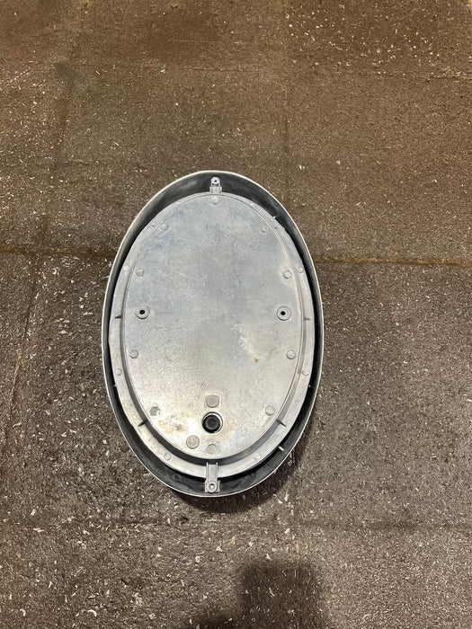 Industrial Oval Bulkhead Light with Eyelid Shield – Silver Grey Aluminium, E27