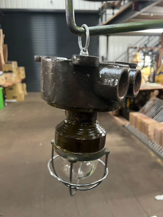 Salvaged Cast Iron Marine Running Light with Wire Cage