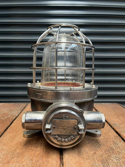 Salvaged Warom Stainless Steel Explosion Proof Pendant Light with Glass Dome and Guard