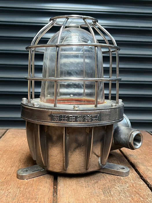 Salvaged Warom Stainless Steel Explosion Proof Pendant Light with Glass Dome and Guard