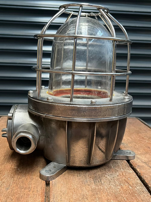 Salvaged Warom Stainless Steel Explosion Proof Pendant Light with Glass Dome and Guard