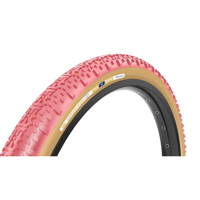 Panaracer GravelKing X1 Colour Edition 2026 gravel tyre in Sakura pink with tan brown sidewall