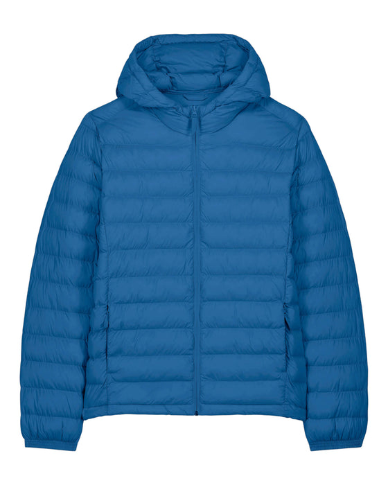 Stanley/Stella Stanley Voyager padded jacket in Mindful Blue, front on model