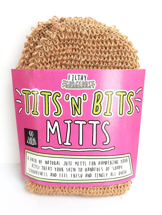 Tits 'N' Bits Mitts - Natural Jute Bath Mitts