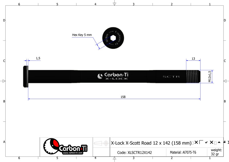 Carbon-ti X-Lock X-SCOTT Road 12x142 (158 mm)