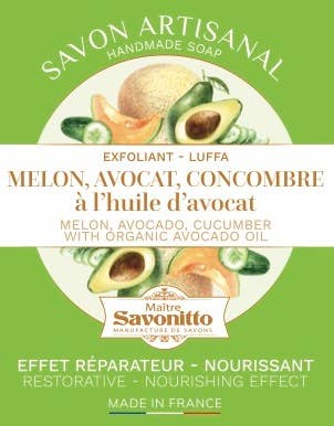 Savononitto  Melon, Avocado & Cucumber Soap in Wooden Box 100g made in Provence